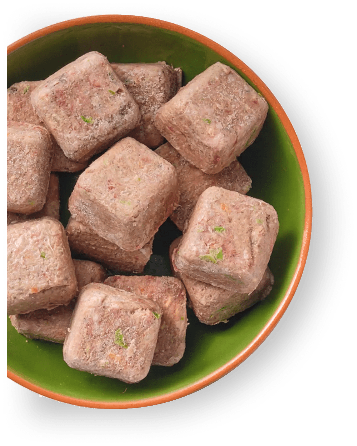 Bowl of portion-controlled dog food cubes